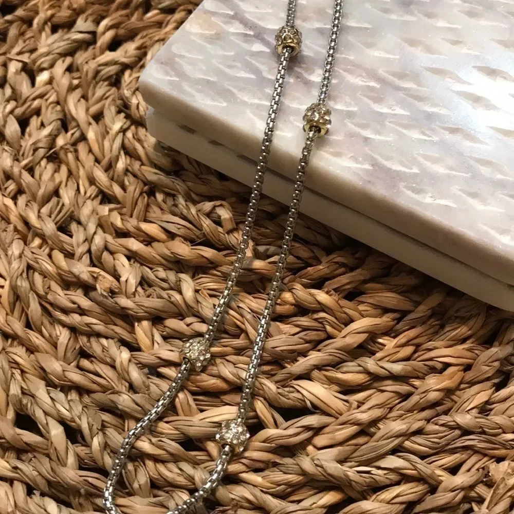 Silver Chain with Rhinestone Design - Picture 2 of 5